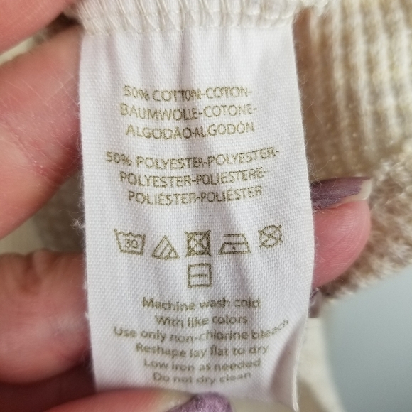 Free People Oatmeal Flowy Thermal Knit Top - Picture 7 of 8